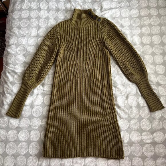 Anthropologie Moon River Sweater Crochet Button Dress Green Sz S - Picture 1 of 16